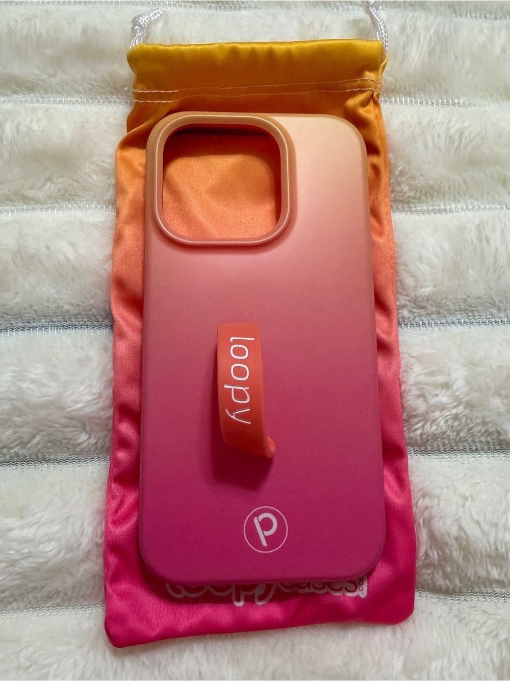Loopy Case Gradient Pink to Orange Phone Case with Loop Strap